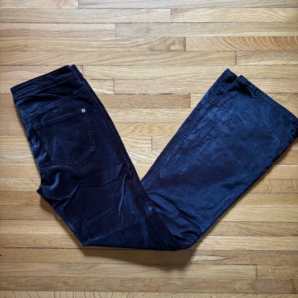 Anthropologie Pilcro Demilune Boot Pant Women 26 Navy Blue Velvet Chic Boho Cozy